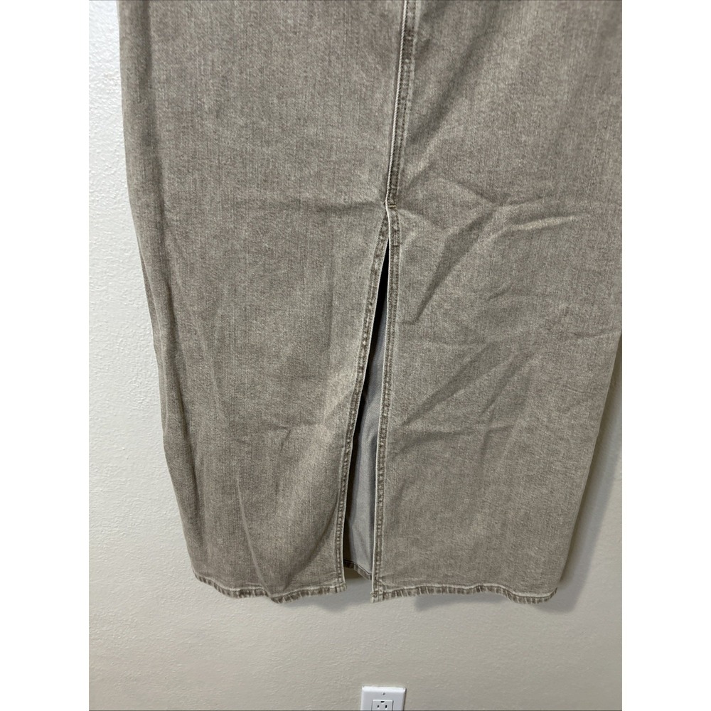 American Eagle Stretch Size 6 Beige Low Rise Maxi Skirt A-Line Denim Jean *J50 - Picture 3 of 7